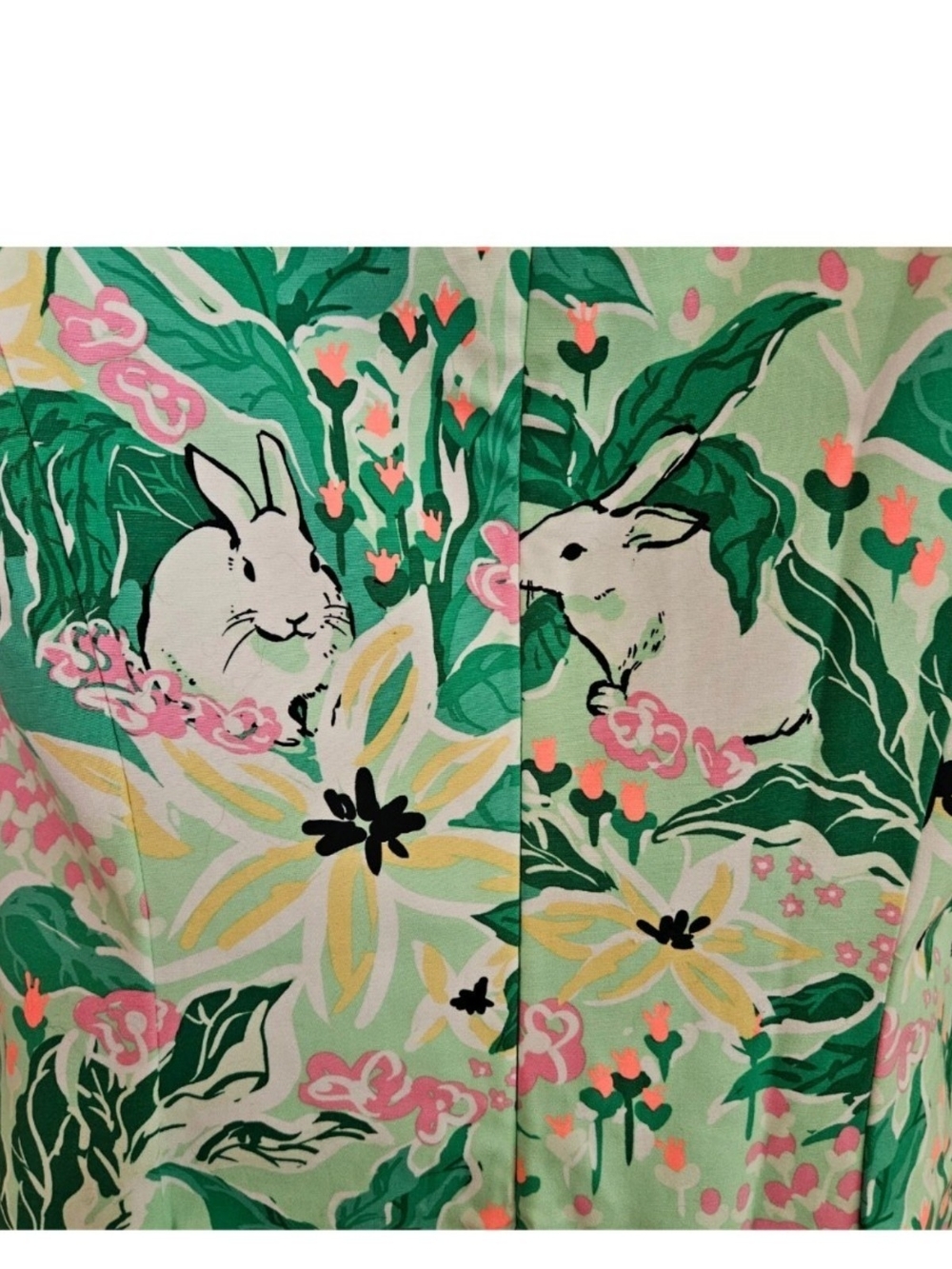 Crown & Ivy sleeveless shift dress features a green floral and bunny Size 10 - Picture 5 of 11